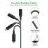 USB C to Multi 4 in 1 Long Charger Cable - Dual Lightning/Type C/Micro USB Connector, 2M/6Ft 6A PD Fast Long Charging