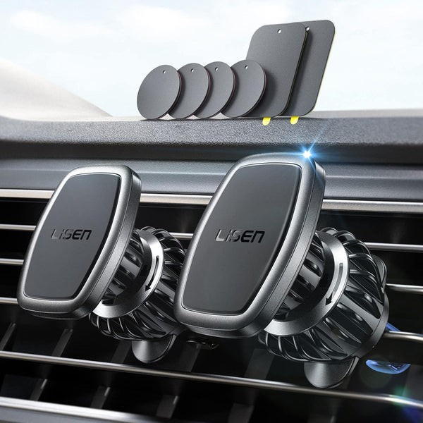 LISEN 2 Pack Magnet for Phone Car Mount, Magnetic Holder for Car Vent, Fits All iPhone 15/14/13 Pro Max Plus Samsung