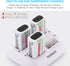 Tenergy TN136 9V 4-Bay 9 Smart Battery Charger for Rechargeable NiMH Volt Batteries