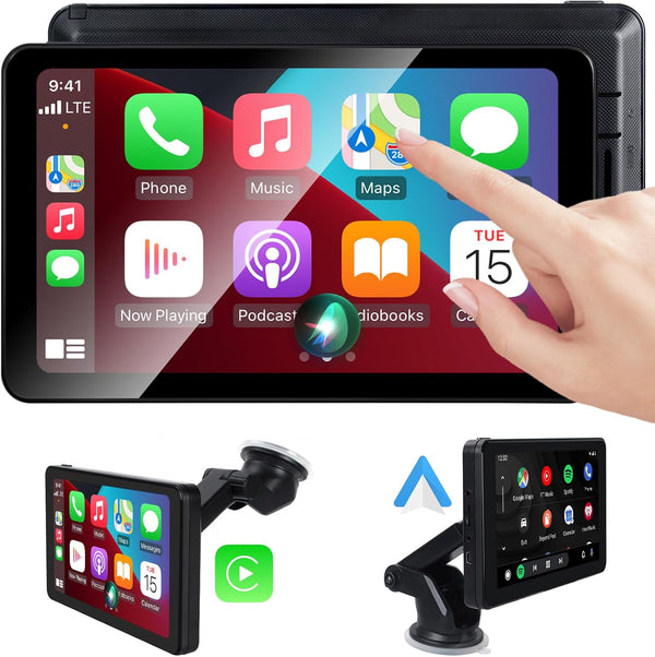 Aonerex Wireless CarPlay Screen Android Auto for Car, 7" Touch Screen Naivgation Portable