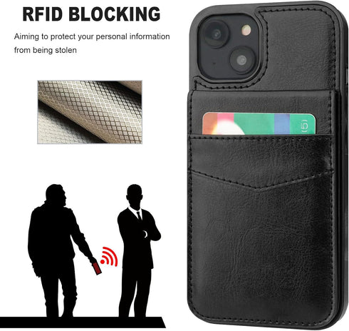 KIHUWEY 13 6.1 Inch for iPhone Case Wallet Compatible with MagSafe Wireless Charging, Credit Card Holder, RFID Flip