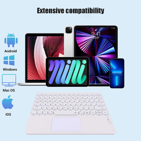 Universal Slim Portable Keyboard, Wireless Bluetooth Backlit Keyboard, Rechargeable with Touchpad, Compatible with