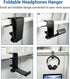 Weiyichuang Adjustable Headphone Stand, Foldable Hanger, Desk Hook for Headphones