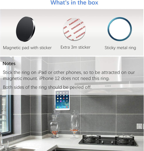 Kuaguozhe Sticky Magnetic Wall Mount for Magsafe case/iPhone 15 14 13 12 Pro Max, Adhesive Holder