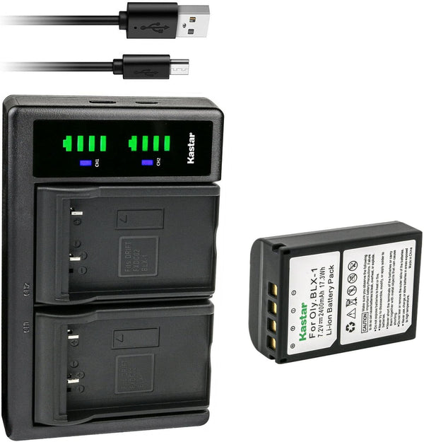 Kastar 1-Pack Battery and USB Charger - Compatible with Olympus OM System BLX-1 Lithium-Ion Battery, OM-1 Camera