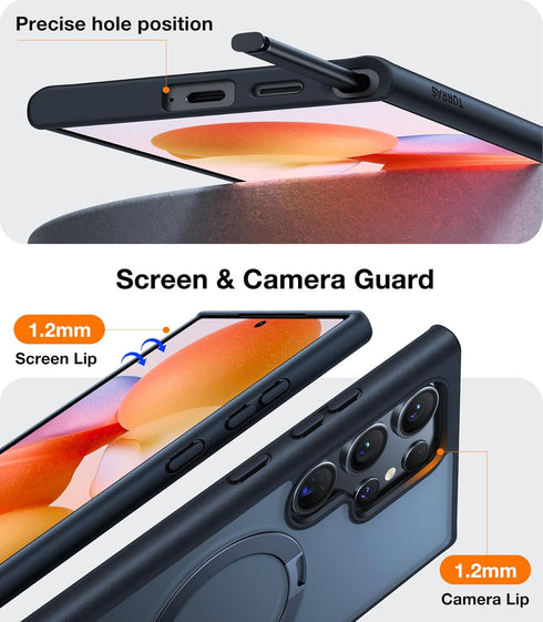 TORRAS 360° Spin Magnetic Stand for Samsung Galaxy S24 Ultra Case: Compatible with Magsafe, Military Grade Shockproof