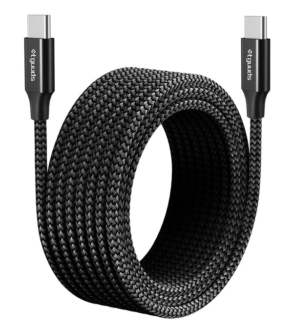 etguuds 16ft USB C to USB C Cable - Fast Charge 60W, Durable Double Braided Nylon, Type C Charger Cord - Black