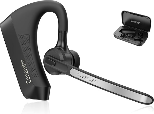 Conambo K21 Bluetooth Headset V5.1, CVC 8.0 Dual Mic Noise Cancelling Wireless Headset, 16Hrs Talking Time for iOS