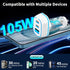 105W USB Car Charger 3-Port for Family Travel, PD 45W & QC3.0 30W Super Fast Charging for Multiple Devices