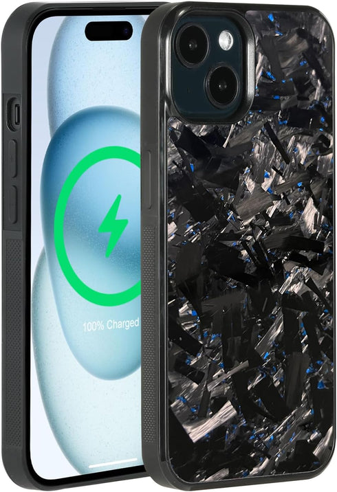 molzar Grip Series iPhone 15 Case - Real Forged Carbon Fiber, Built-in Magnets, Grippy Edges, Compatible with MagSafe