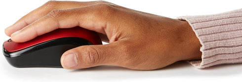 Amazon Basics 2.4 Ghz Wireless Optical Computer Mouse with USB Nano Receiver, Red