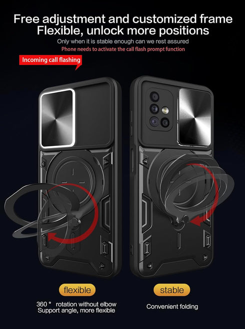 Military Grade Phone Case for Samsung Galaxy A71 5G, Heavy Duty TPU+PC, Built-in Kickstand, Magnetic Rotate Ring Holder