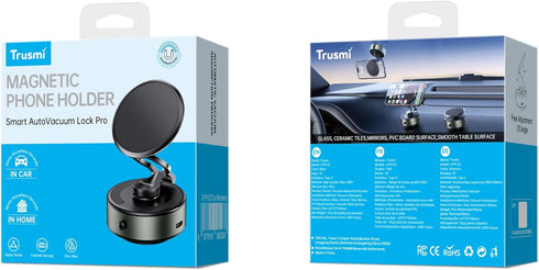 Trusmi 4300 360 Electric Vacuum Magnetic Car Windshield Phone Mount, Gauss, Type-C Powered, for Glass & Smooth Flat