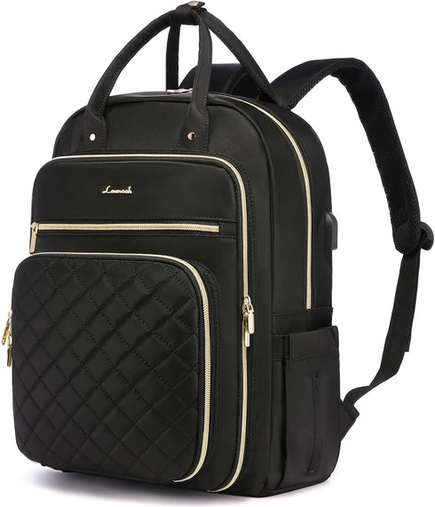LOVEVOOK Laptop Backpack for Women, Water Resistant Travel Work Black Backpacks Purse
