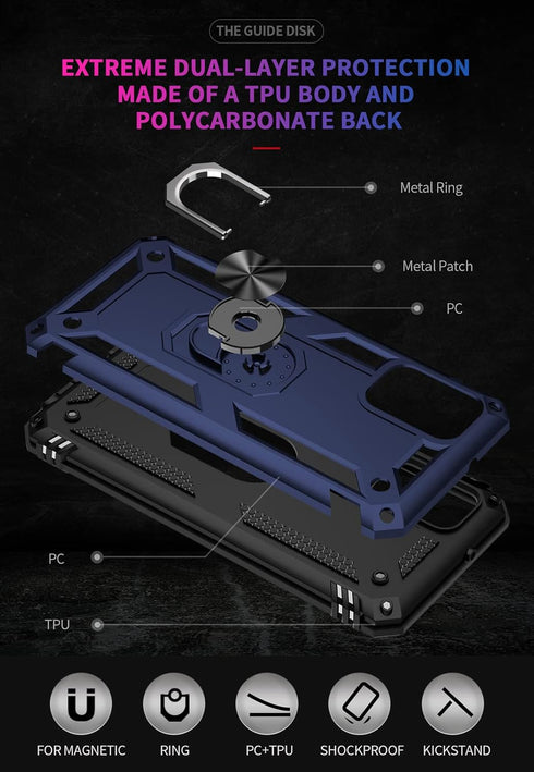 Samsung Galaxy A03S Case (Blue) - Military Grade 16ft Drop Tested with Screen Protector & Magnetic Kickstand