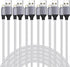 Apple MFi Certified 6-Pack Lightning Cables (3/3/6/6/6/10FT) for iPhone 14 Pro/13/12/11 - Fast Charging, Silver & White.