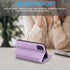 EYZUTAK Purple Wallet Phone Case for Samsung Galaxy A51(4G), Retro Matte with 9 Card Holder Slots, Zipper Pocket, PU