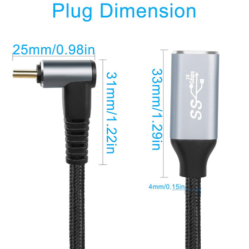 GELRHONR 1M Right Angle USB C Extension Cable, 90 Degree 10Gbps PD 100W USB3.1 Gen2 Male to Female Charging Cord, Up