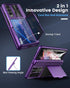 Viaotaily Dark Purple Case for Samsung Galaxy Z Fold 3 with Card Holder & Slide Camera Cover, Built-in Screen Protector