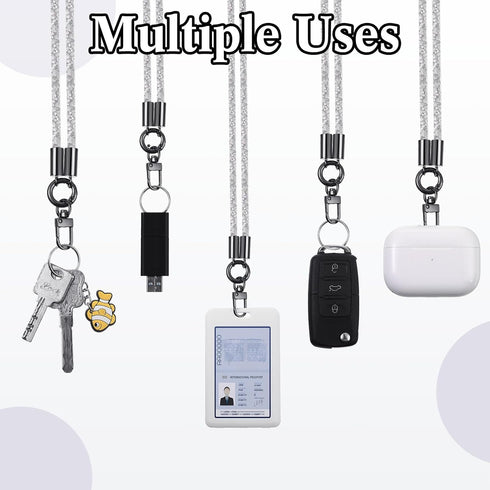 Crystal Phone Lanyard Wrist Strap, Glitter Rhinestone Neck Lanyard Bling Keychain Strap for Women Card Holder