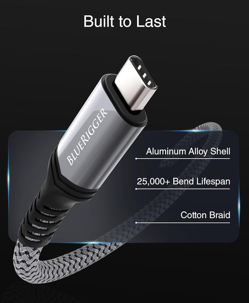 BlueRigger USB C Cable 3FT - 240W PD, USB 4.0, Type C Cable, 48V 5A Fast Charging, 40 Gbps Data Transfer, 8K 60Hz
