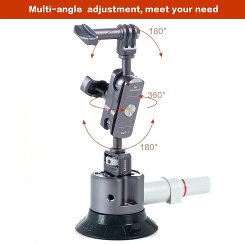 IMT 3" Camera Car Suction Cup Mount with Quick Release Pump, 1/4" & 3/8" Screws, Vehicle Camera Mount Compatible with