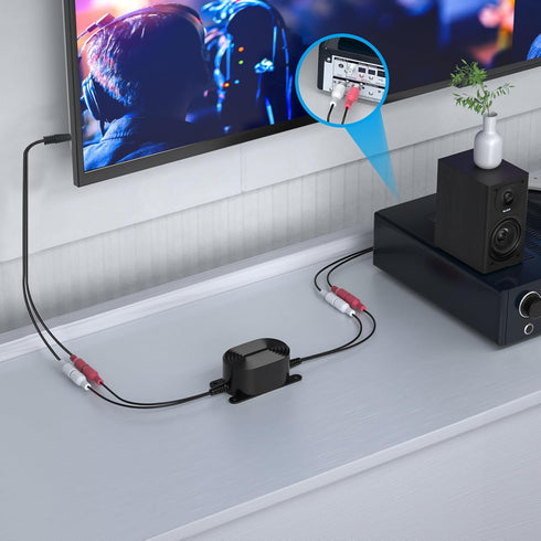 Smof RCA Ground Loop Isolator - Audio Signal Noise Cancellation with 3.5mm Audio Adapter Cable (Black)