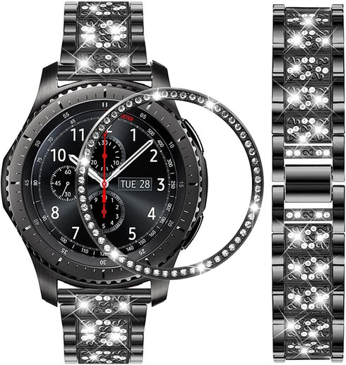 Bands Compatible with Samsung Galaxy Watch 46mm/Gear S3 Frontier/Classic, 22mm Bling Rhinestone Metal Strap
