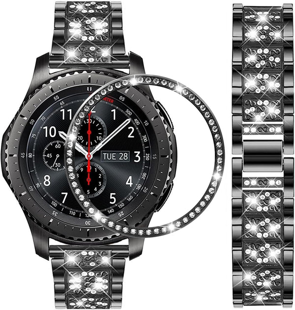 Bands Compatible with Samsung Galaxy Watch 46mm/Gear S3 Frontier/Classic, 22mm Bling Rhinestone Metal Strap