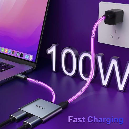 USB C to Dual HDMI Adapter 4K@30Hz, KOZYC USB C Hub Multiport Adapter with 2xHDMI, USB 3.0, 100W PD, Support USB C to