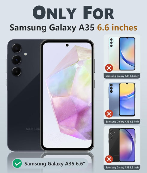 FNTCASE for Samsung Galaxy A35-5G Case: Dual Layer Protective Heavy Duty Cell Phone Cover Shockproof Rugged with Non Slip Textured Back - Military Protection Bumper Tough - 2024, 6.6 inch Blue