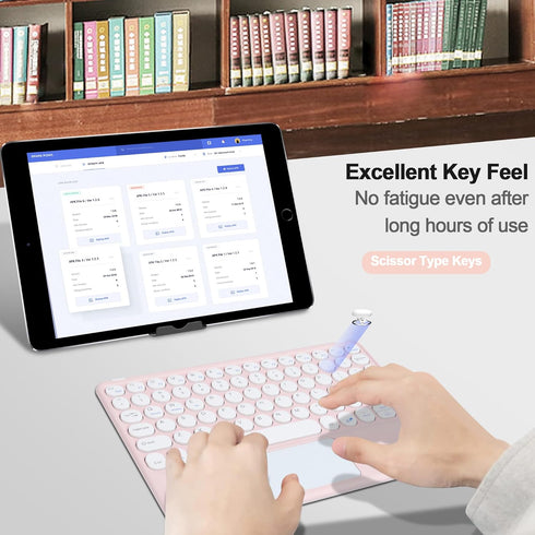 Wireless Keyboard with Touchpad,Ultra-Slim Portable Rechargeable Bluetooth Keyboard,Ipad Keyboard with Trackpad for iPad/iPad Pro and Other iOS Android Windows Devices(Pink)