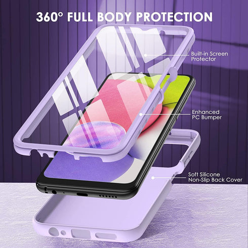 Shop Samsung Galaxy A03s Case: Slim Shockproof Silicone, Durable TPU Dual Layer, Cute Lavender Purple Cover.