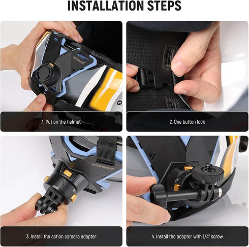 NEEWER Motorcycle Helmet Chin Strap Mount Kit - Compatible with GoPro Hero 13-7, Magnetic Quick Release Adapter