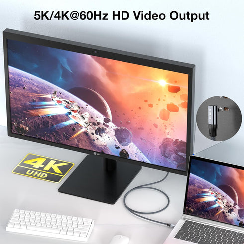 USB C to USB C Cable Right Angle 20Gbps Data Transfer, 100W Fast Charging 4K@60Hz Video Cable Compatible with Samsung