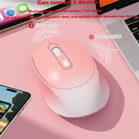 Wireless Gradient Color Bluetooth Mouse, Dual Mode Rechargeable Silent Slim Laptop Mouse for Laptop, Desktop, iPad,