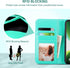 ULAK Compatible with iPhone 12/12 Pro Wallet Case, RFID Blocking PU Leather with Card Holder, Kickstand, Mint Flower