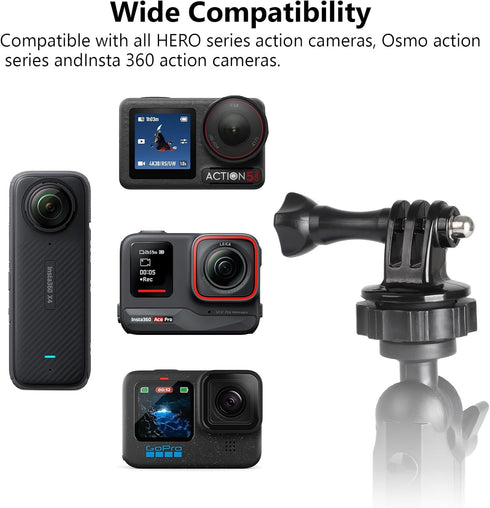 HSU 360/DJI 1/4-20 Car Suction Cup Mount for GoPro/Insta Osmo Action Camera, Car Window Holder with Ball Joint Thread