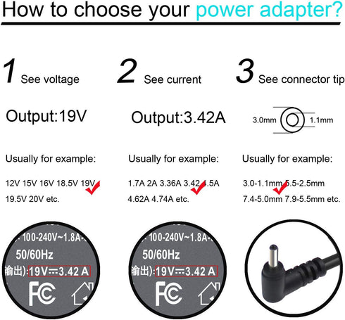 65W 45W Charger for Acer Aspire 1 3 5 Series, Laptop Power Supply for A315-23, A515-56, A115-32
