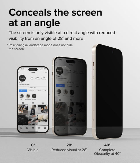 Ringke Privacy Glass for iPhone 15 Plus - Anti-spy Tempered Glass Screen Protector, Easy Install, Case Friendly,