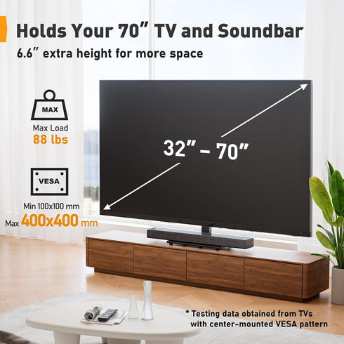 Perlegear Universal Swivel TV Stand, Height Adjustable for 32–70 inch TVs, Tempered Glass Base, Holds Up to 88 lbs,