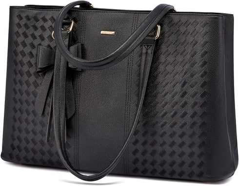 LOVEVOOK Laptop Tote Bag for Women 15.6 Inch Waterproof PU Leather Computer Bags