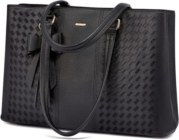 LOVEVOOK Laptop Tote Bag for Women 15.6 Inch Waterproof PU Leather Computer Bags
