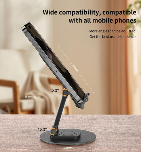 360 Degree Rotating Mobile Phone Holder, Fully Adjustable Foldable Desktop Stand for iPhone 15/14/13 Pro Max