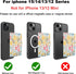 HAOPINSH for MagSafe Wallet Magnetic Wallet Card Holder, Floral Flower Pattern Detachable Adjustable Flip Leather iPhone Kickstand Mag Safe Card Slots RFID Blocking for iPhone 15/14/13/12 Series