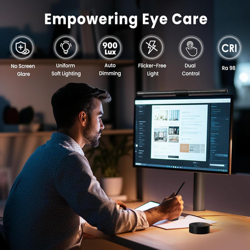 Quntis Computer Monitor Lamp, USB Reading LED Task Light Bar for Eye Caring, Dimmable, Touch Control, No Glare
