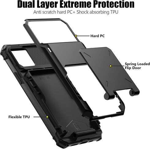 Nvollnoe iPhone 12/12 Pro Case with Card Holder - Dual Layer Heavy Duty Shockproof Wallet Case with Hidden Card Slot