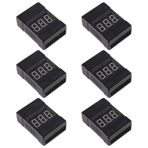 Lipo Battery Checker, 6 Pack RC Lipo Voltage Detector with Low Voltage Buzzer Alarm and LED Indicator