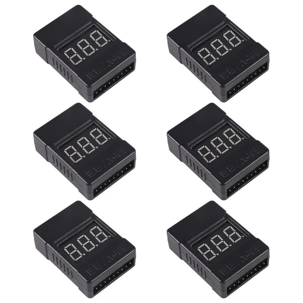 Lipo Battery Checker, 6 Pack RC Lipo Voltage Detector with Low Voltage Buzzer Alarm and LED Indicator