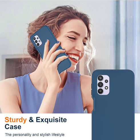 LeYi for Samsung A32 5G Case, Full-Body Shockproof Soft Liquid Silicone Phone Case with 2 x Tempered Glass Protector,